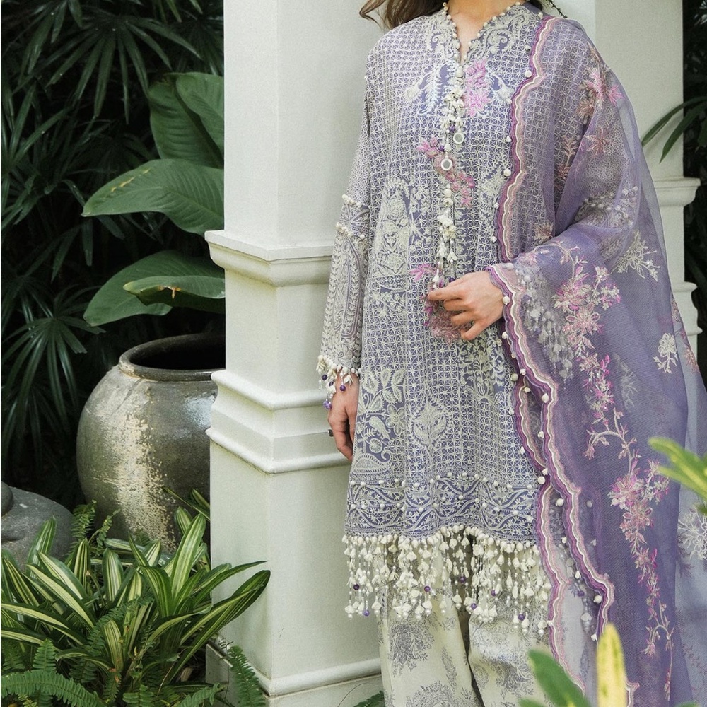 Elegant Purple and White Women's Dress